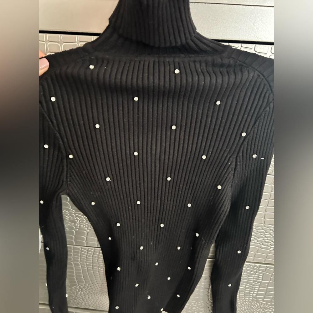 Zara Rhinestone Turtle Neck Sweater (small) - Picture 4 of 4